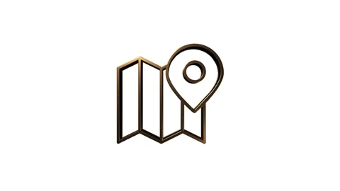 Map navigation 3D gold icon isolated on empty background. Outline web icon Stock Footage 153823194