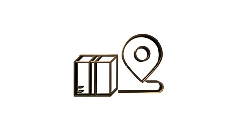 Map navigation 3D gold icon isolated on empty background. Outline web icon Video stock 153825952