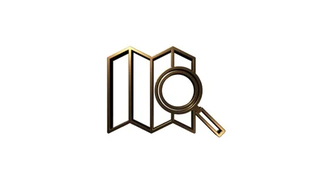 Map navigation 3D gold icon isolated on empty background. Outline web icon Vidéo 153828313