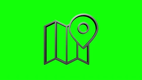 Map navigation 3D silver icon isolated on empty background. Outline web icon Stock Footage 153820487