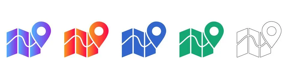 Map Navigation and Location Icon Set Ilustração Stock