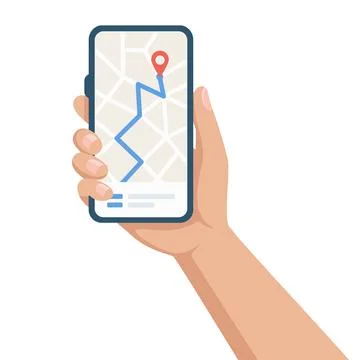 Map Navigation App on Smartphone, Vector Illustration. GPS Navigation on Ph.. Stockillustratie