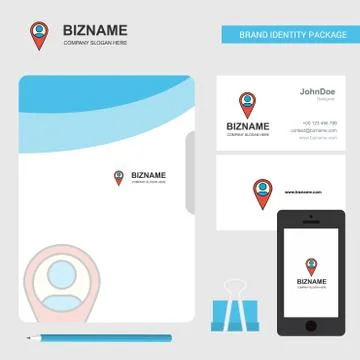 Map navigation  Business Logo, File Cover Visiting Card and Mobile App Design Stock Illustration