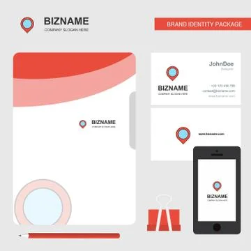 Map navigation Business Logo, File Cover Visiting Card and Mobile App Design. Stock Illustration