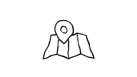 Map navigation hand draw icon isolated on dark background. Outline web icon 库存影片 153821907