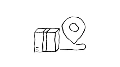 Map navigation hand draw icon isolated on dark background. Outline web icon Stockbeeldmateriaal 153837796