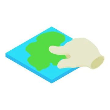 Map navigation icon isometric vector. Hand pointer show the location on the map Stock Illustration