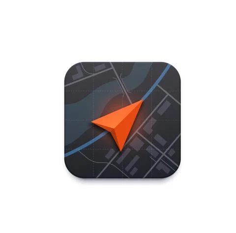 Map navigation icon, road travel direction arrow Stock Illustration