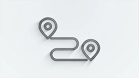 Map navigation line shadow icon isolated on white background. Outline web icon 動画素材 153869473