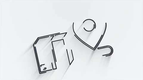 Map navigation line shadow icon isolated on white background. Outline web icon Stock Illustration