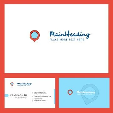 Map navigation Logo design with Tagline &amp; Front and Back Busienss Card Templa Stock Illustration