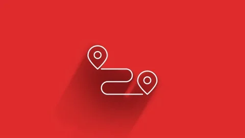 Map navigation long shadow icon isolated on red background. Outline web icon Видео 153796595