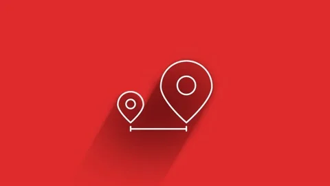 Map navigation long shadow icon isolated on red background. Outline web icon Stockbeeldmateriaal 153798138