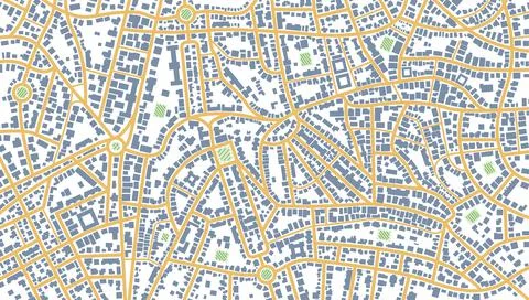 Map navigation to own house.View from above the map buildings. Detailed view of Stock Illustration