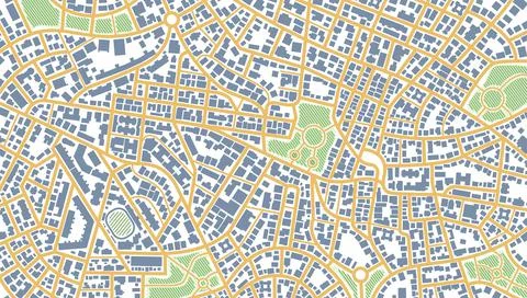Map navigation to own house.View from above the map buildings. Detailed view of Stock Illustration