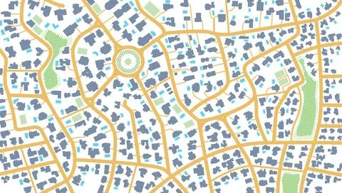 Map navigation to own house.View from above the map buildings. Detailed view of Stock Illustration