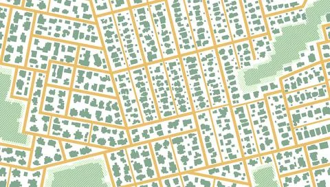 Map navigation to own house.View from above the map buildings. Detailed view of Stock Illustration
