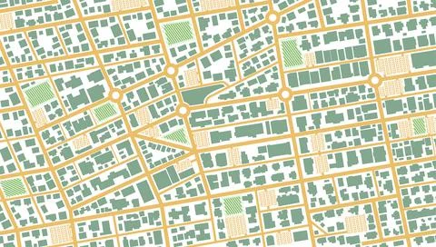 Map navigation to own house.View from above the map buildings. Detailed view of Stock Illustration