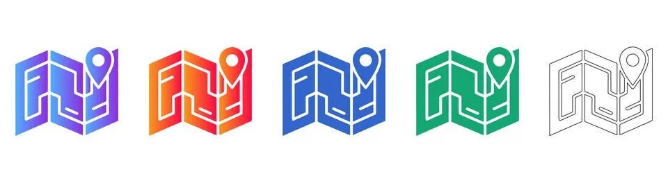 Map Navigation Path Vector Icons Stock Illustration