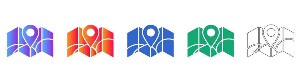 Map Navigation Pin Icons Stock Illustration