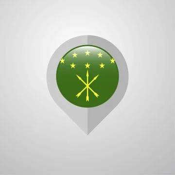 Map Navigation pointer with Adygea flag design vector 스톡 일러스트