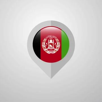 Map Navigation pointer with Afghanistan flag design vector Illustrazione stock