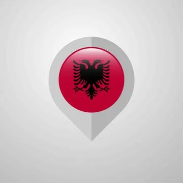 Map Navigation pointer with Albania flag design vector Illustrazione stock