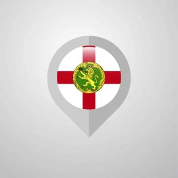 Map Navigation pointer with Alderney flag design vector 스톡 일러스트