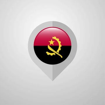 Map Navigation pointer with Angola flag design vector Stock Illustration