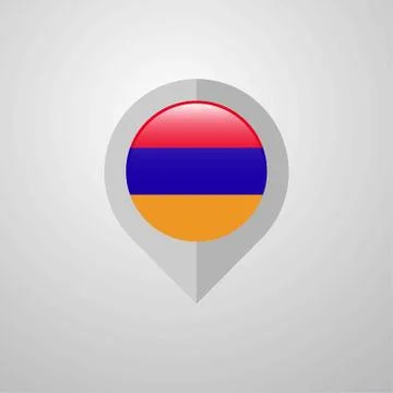 Map Navigation pointer with Armenia flag design vector 库存插图