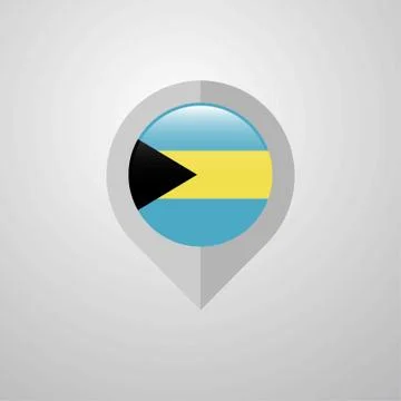 Map Navigation pointer with Bahamas flag design vector Stock Illustration