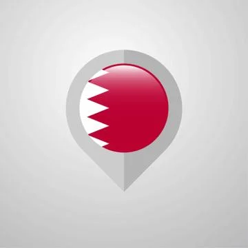 Map Navigation pointer with Bahrain flag design vector Stock Illustration