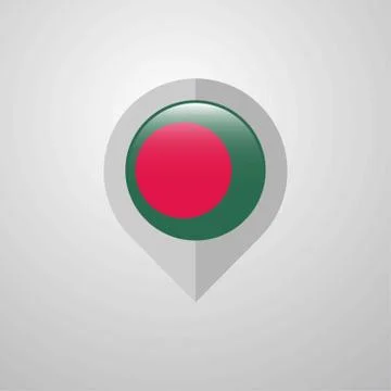 Map Navigation pointer with Bangladesh flag design vector 스톡 일러스트