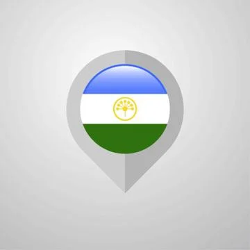 Map Navigation pointer with Bashkortostan flag design vector Stock Illustration