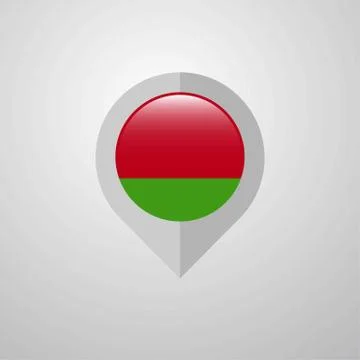 Map Navigation pointer with Belarus flag design vector 库存插图