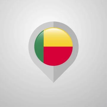 Map Navigation pointer with Benin flag design vector 스톡 일러스트