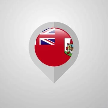 Map Navigation pointer with Bermuda flag design vector Stock Illustration