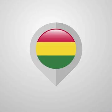 Map Navigation pointer with Bolivia flag design vector Illustrazione stock