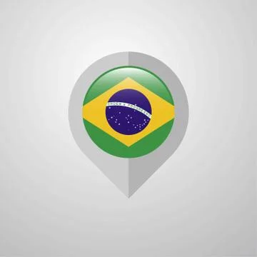 Map Navigation pointer with Brazil flag design vector Stock Illustration