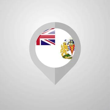 Map Navigation pointer with British antarctic Territory flag design vector Stock Illustration
