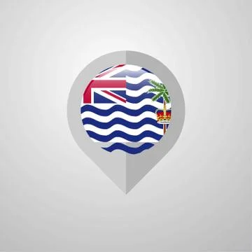 Map Navigation pointer with British Indian Ocean Territory flag design vector Stock Illustration