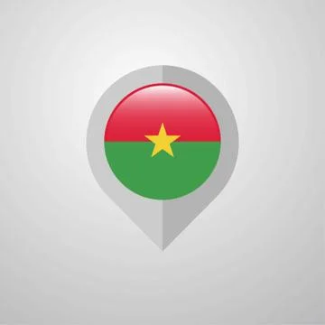 Map Navigation pointer with Burkina Faso flag design vector Illustrazione stock