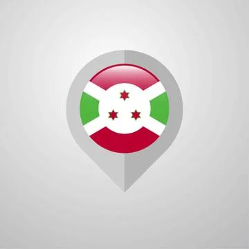 Map Navigation pointer with Burundi flag design vector Stock Illustration