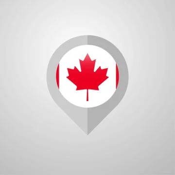 Map Navigation pointer with Canada flag design vector 스톡 일러스트