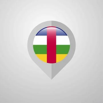 Map Navigation pointer with Central African Republic flag design vector 스톡 일러스트