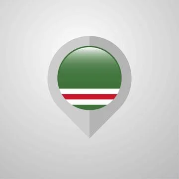 Map Navigation pointer with Chechen Republic of Lchkeria flag design vector Illustrazione stock