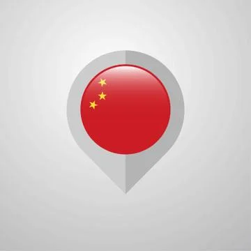 Map Navigation pointer with China flag design vector Stock Illustration
