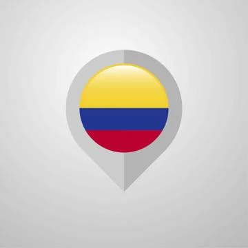 Map Navigation pointer with Colombia flag design vector Stock Illustration