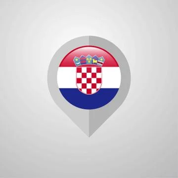 Map Navigation pointer with Croatia flag design vector 스톡 일러스트