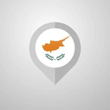 Map Navigation pointer with Cyprus flag design vector Stock Illustration